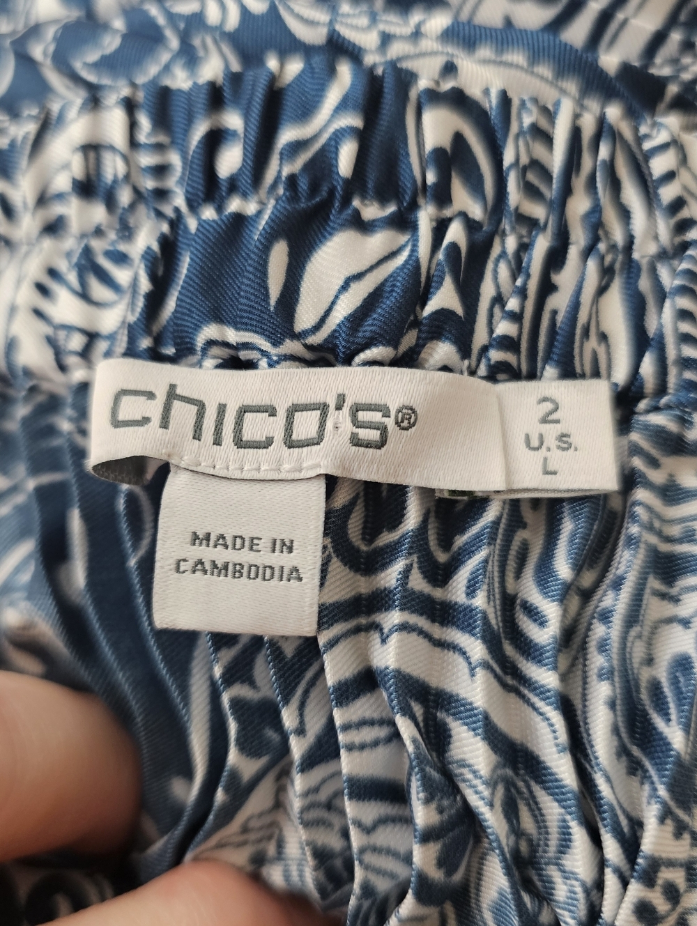 Chico's Faux Silk Tile Print Micropleated Midi Skirt In L - Picture 9 of 11